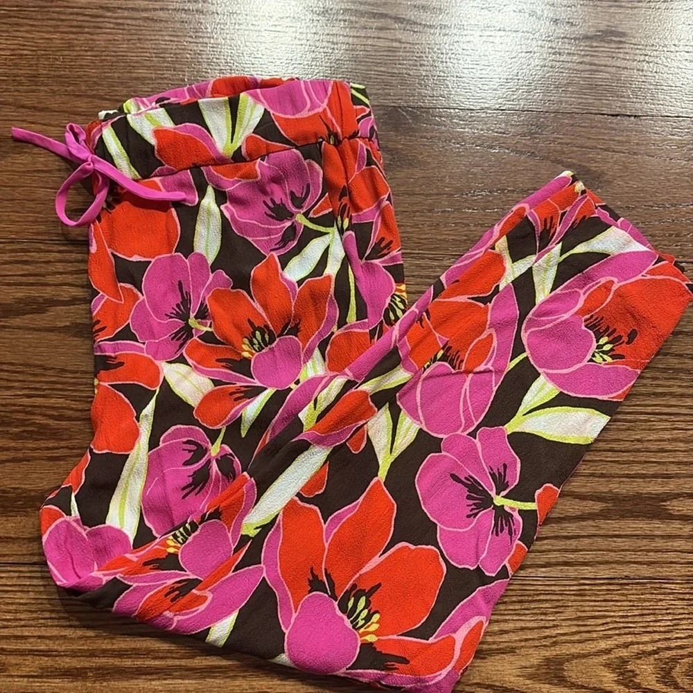 kate spade tropical Hutton lounge crop pants pull on style textured viscose 8